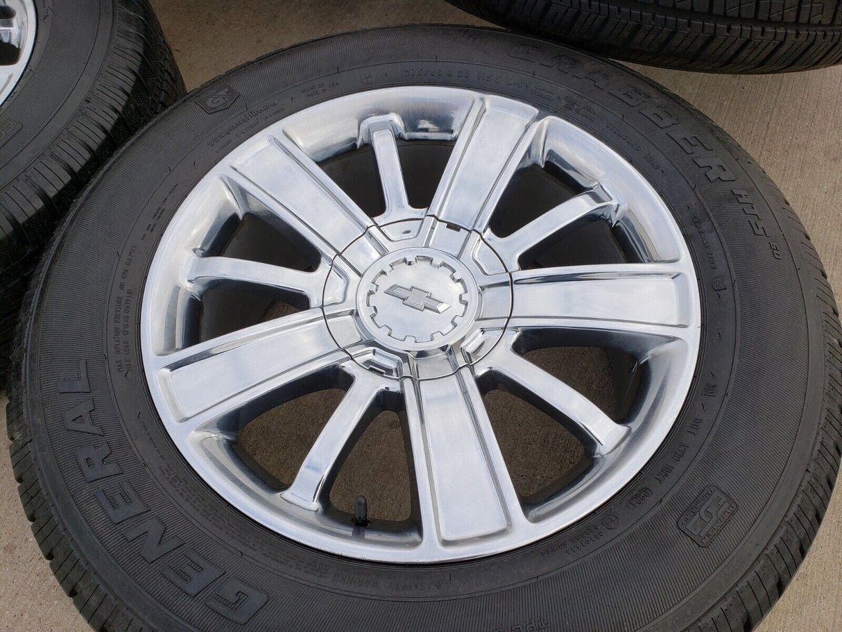 20" Chevy Silverado Tahoe OEM wheels rims 5653 CHROME 2016 2017 2018 2019 2020 Texas Truck Tire