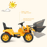 6V Battery Powered Kids Excavator Tractor with Digging Bucket - Yellow