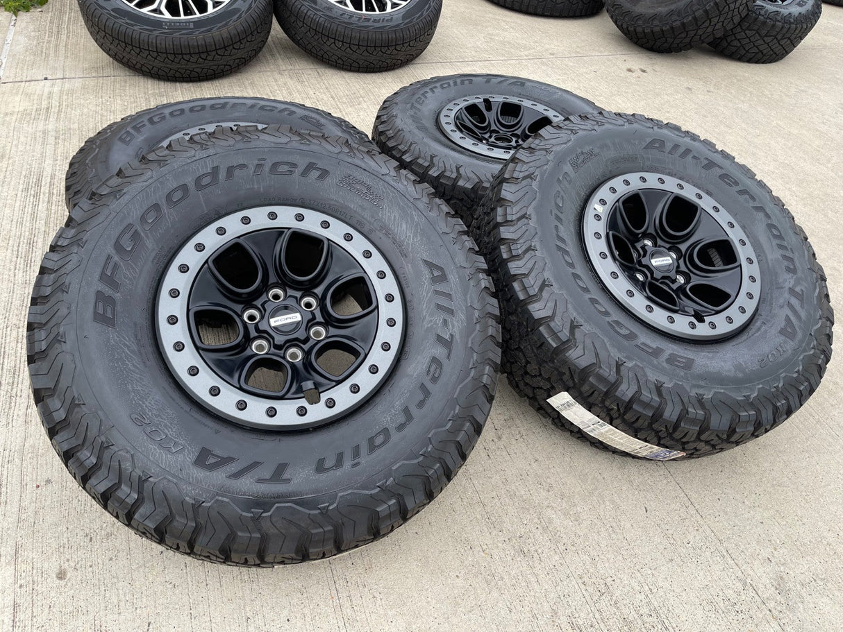 17" Ford F-150 Raptor OEM BEADLOCK rims wheels 10459 95210 BFG KO2 37" tires NEW Texas Truck Tire