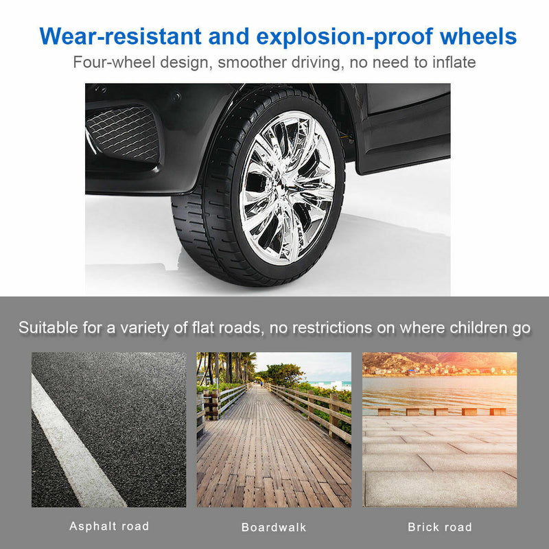 6V Kids Ride On Car with RC Remote Control and LED Lights - Black