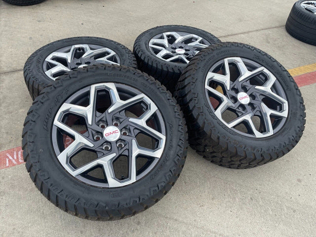 20" GMC Sierra Yukon AT4 Tahoe Silverado OEM wheels rims tires 2022 2023 2024 Texas Truck Tire
