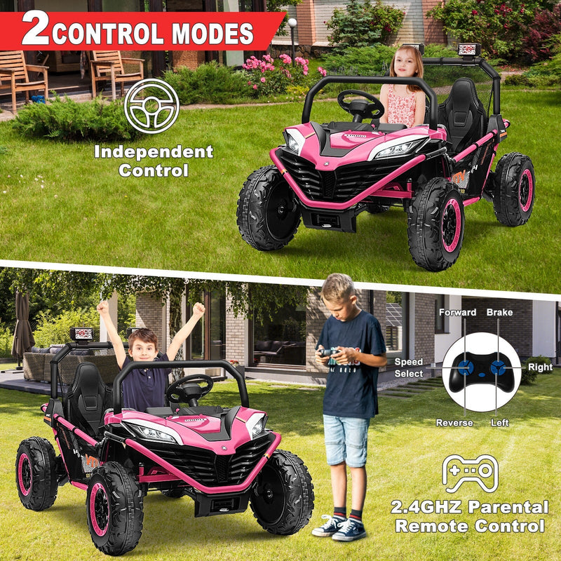 24V Kids 2-Seater Ride-On UTV Truck with 300W Motor, Remote Control, and EVA Tires - Pink