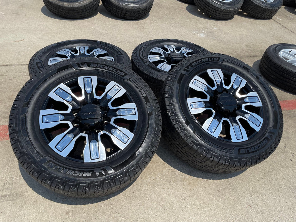 20" GMC Sierra 2500 3500 OEM wheels rims 5958 14138 tires MICHELIN DEFENDER Texas Truck Tire