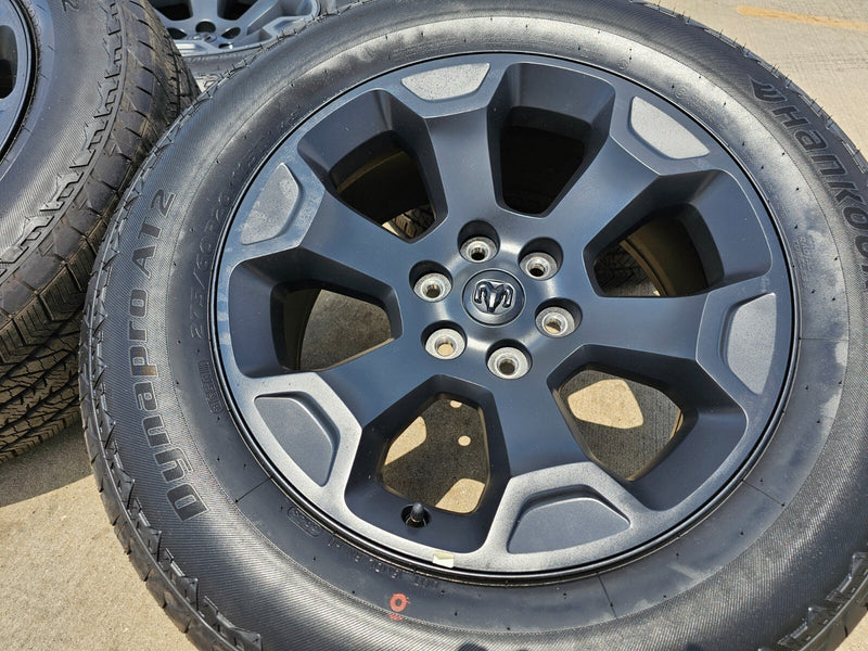20" Dodge Ram 1500 OEM Laramie Black 2680 wheels rims tires HANKOOK A/T2 NEW Texas Truck Tire