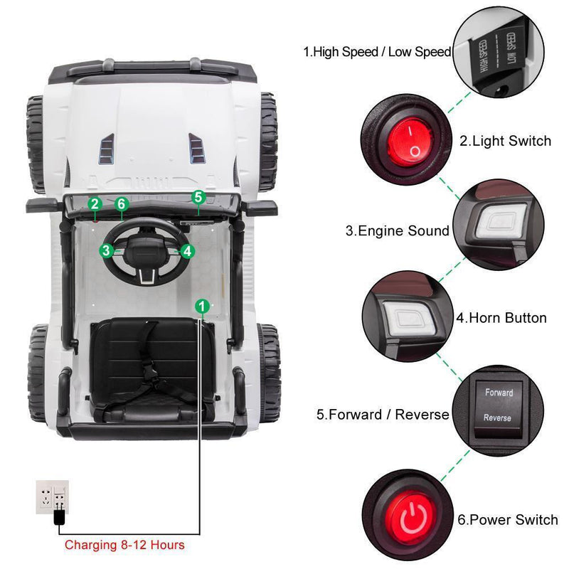 3-Speed Remote Control Ride-On Car Truck with Light and Music for Kids - Perfect Gift for Boys and Girls