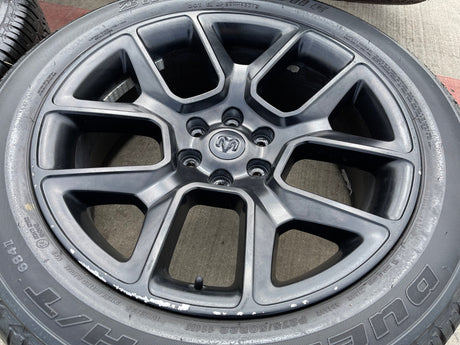 22" Dodge Ram 1500 OEM LIMITED Laramie wheels rims black 2725 2684 BRIDGESTONE Texas Truck Tire