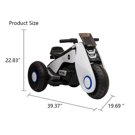 3-Wheel Double Drive Electric Motorcycle for Kids in White