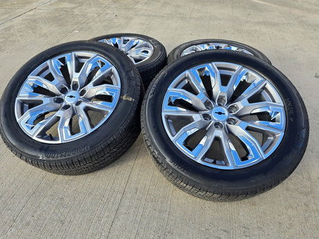 22" GMC Yukon Chevy Tahoe Escalade OEM chrome 95513 wheels rims tires NEW Texas Truck Tire