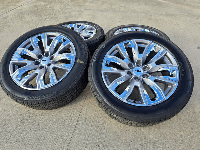 22" GMC Yukon Chevy Tahoe Escalade OEM chrome 95513 wheels rims tires NEW Texas Truck Tire