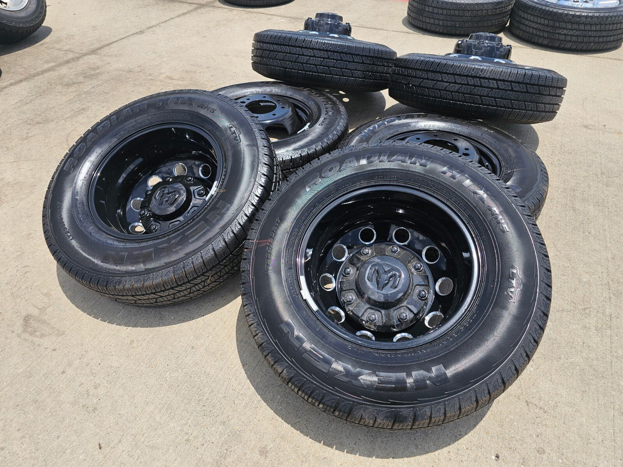 17" Dodge Ram 3500 Dually Laramie wheels rims 2706 2707 OEM black 2024 2025 NEW Texas Truck Tire