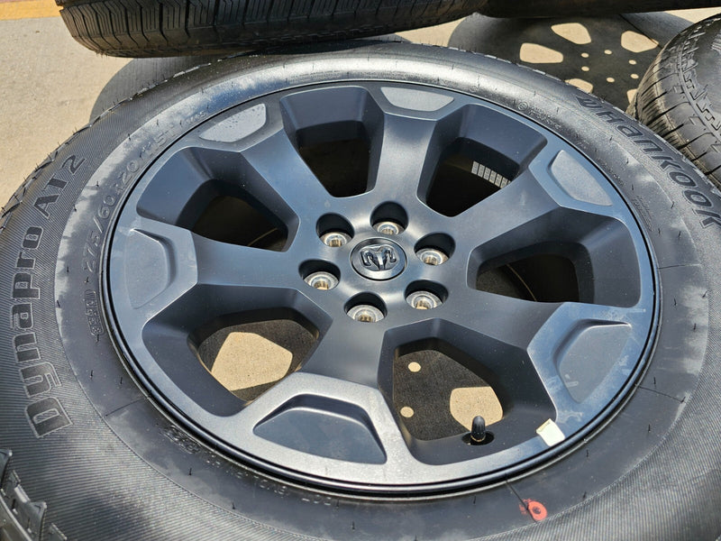 20" Dodge Ram 1500 OEM Laramie Black 2680 wheels rims tires HANKOOK A/T2 NEW Texas Truck Tire