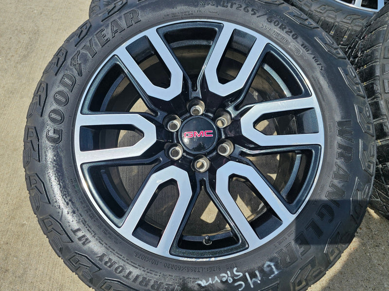 20" GMC Sierra Yukon AT4X Silverado OEM 5914 wheels rims TERRITORY M/T Texas Truck Tire