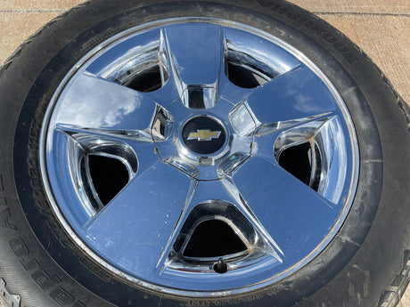 20" Chevy Silverado Tahoe Suburban chrome OEM 5417 wheel rim tire Texas Truck Tire