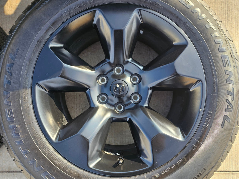 20" Ram 1500 OEM LIMITED Laramie wheels rims black 2675 2722 CONTINENTAL Texas Truck Tire