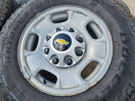 17" Chevy Silverado GMC Sierra 2500 OEM 8095 wheels rims DUELER Revo 3 A/T Texas Truck Tire