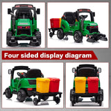 12V Kids Ride-On Construction Sweeper Truck with Trailer and Rubbish Bin Toy Car