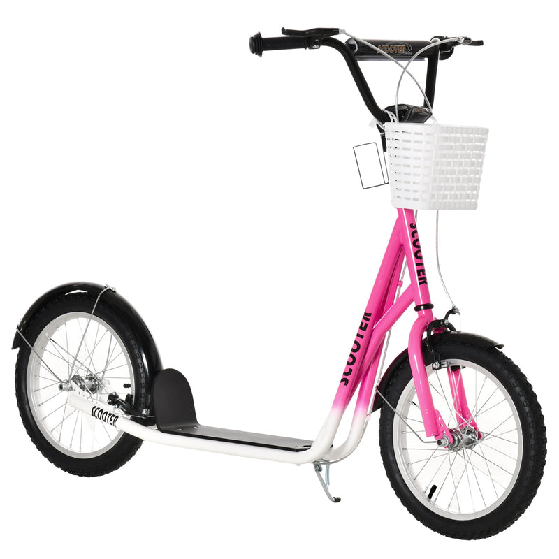 Youth Kick Scooter with Adjustable Handlebars, Double Brakes, and 16-Inch Inflatable Tires