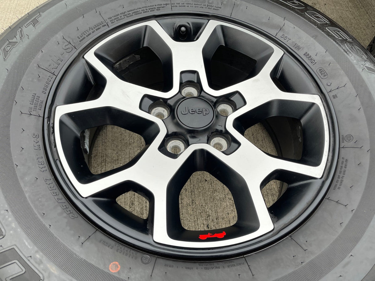 17" Jeep Wrangler Rubicon OEM 9218 wheels rims Gladiator BRIDGESTONE A/T NEW Texas Truck Tire