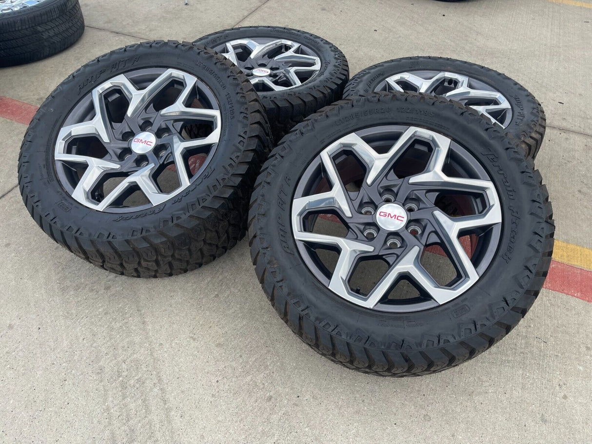 20" GMC Sierra Yukon AT4 Tahoe Silverado OEM wheels rims tires 2022 2023 2024 Texas Truck Tire
