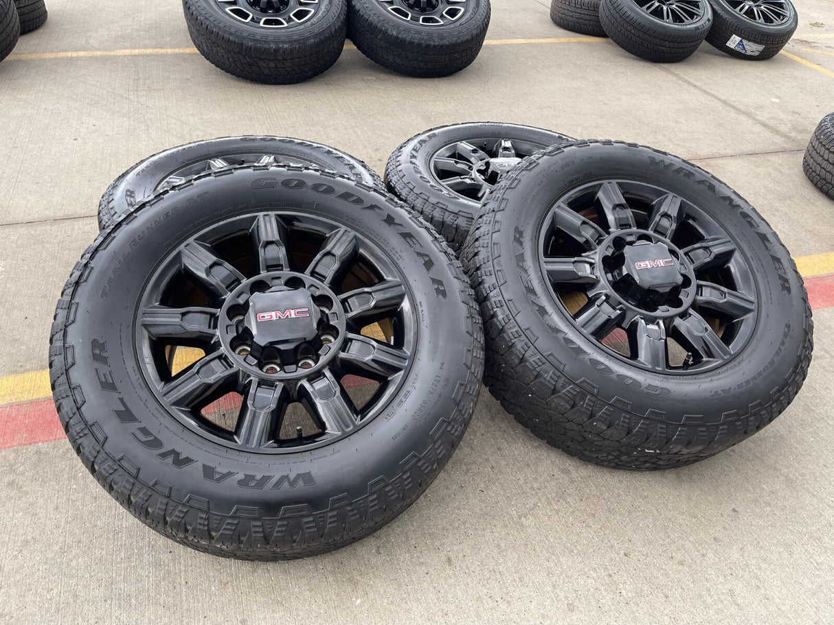 20" GMC Sierra DENALI 2500 3500 OEM 14137 5963 wheels rims Silverado tires A/T Texas Truck Tire