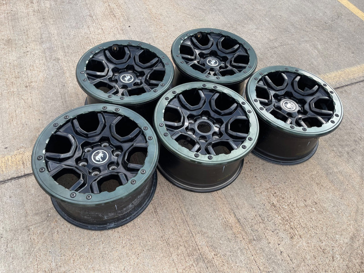 17" Ford Bronco SASQUATCH wheels rims BEADLOCK 10388 Ranger 2024 2025 2026 GREEN Texas Truck Tire