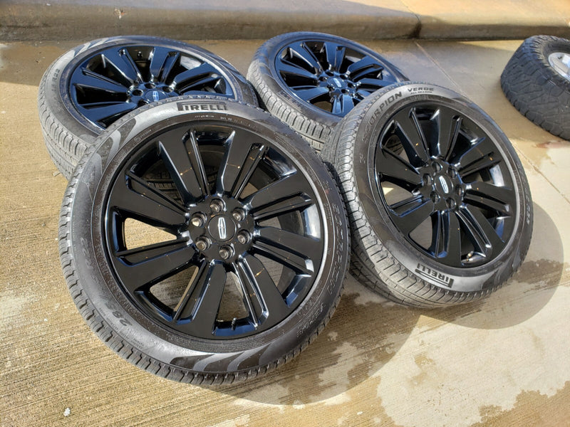 22" Lincoln Navigator OEM rims wheels Black Label 95384 10496 tires NEW Texas Truck Tire