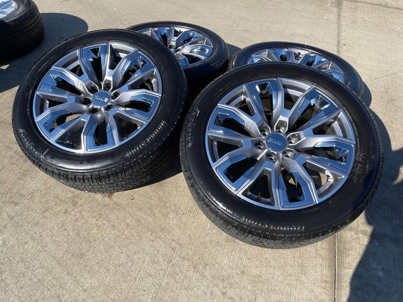 22" GMC Yukon Chevy Tahoe Escalade OEM chrome 95513 wheels rims tires Texas Truck Tire