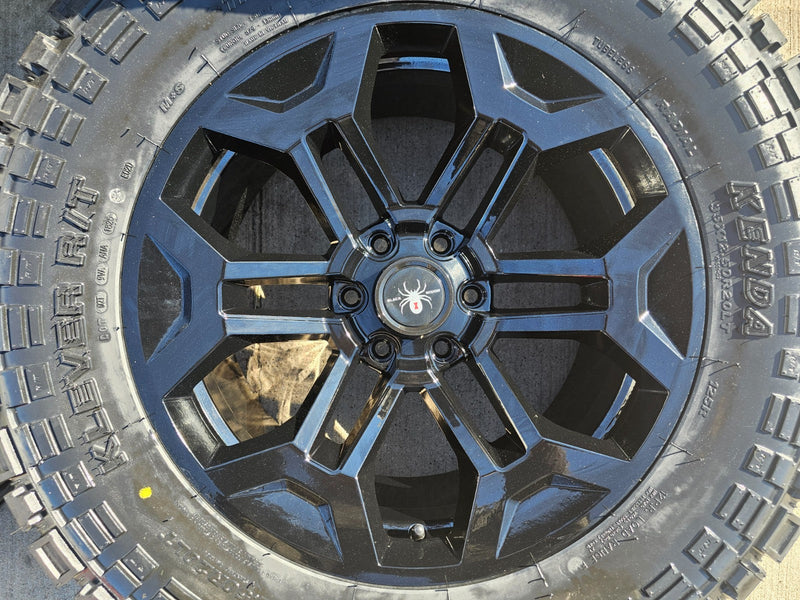 20" 20x9 Black Widow Chevy Silverado OEM GMC Sierra wheels rims 35" KENDA NEW Texas Truck Tire