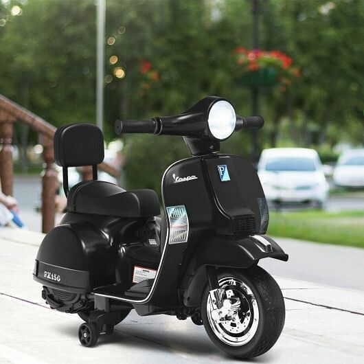 6V Kids Black Vespa Scooter Motorcycle for Toddlers