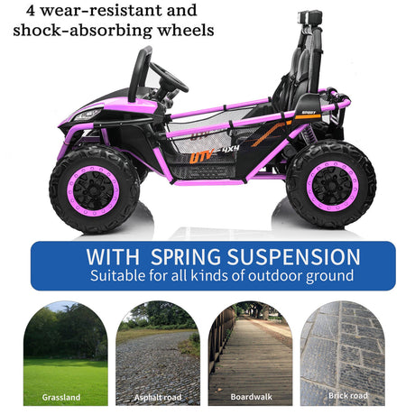 24V Kids 2-Seater Electric Ride-On UTV Truck with 4WD and 320W Motor, Remote Control