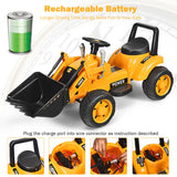 6V Battery Powered Kids Excavator Tractor with Digging Bucket - Yellow