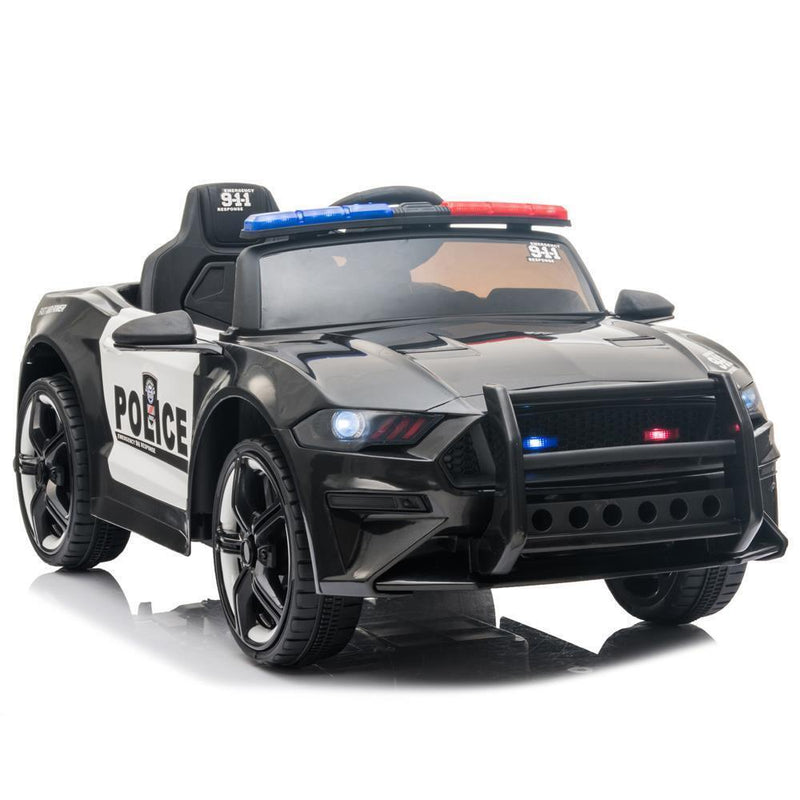 Highway Patrol Police Ride On Car Toy with Remote Control for Kids - Black