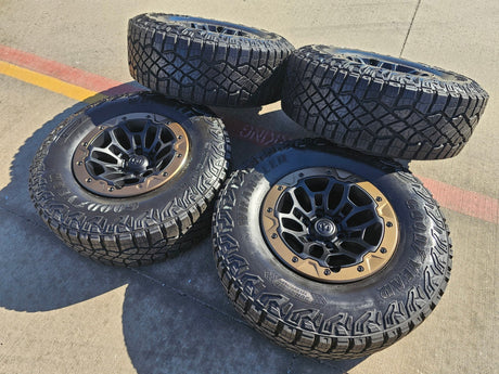 18" Dodge Ram 1500 TRX Beadlock OEM bronze RHO wheels rims 2735 tires NEW 35" Texas Truck Tire