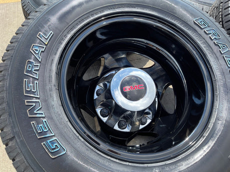17" GMC Sierra Chevy Silverado 3500 Black Dually rims wheels OEM 5519 5520 NEW Texas Truck Tire