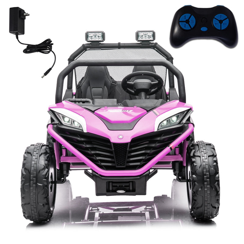 24V Kids 2-Seater Off-Road Ride-On UTV Car with 400W Motor, EVA Wheels, and Remote Control - Purple