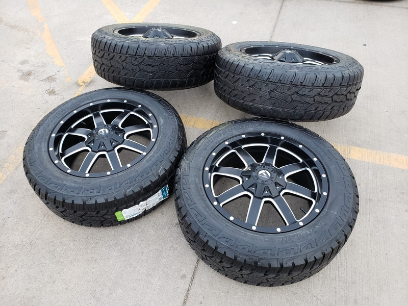20x9 Fuel Jeep Maverick Wrangler Gladitor wheels rims 33" tires 5x127 5x112 Texas Truck Tire