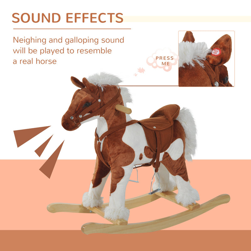 Deluxe Wooden Toddler Rocking Horse Chair with Nursery Rhyme Design