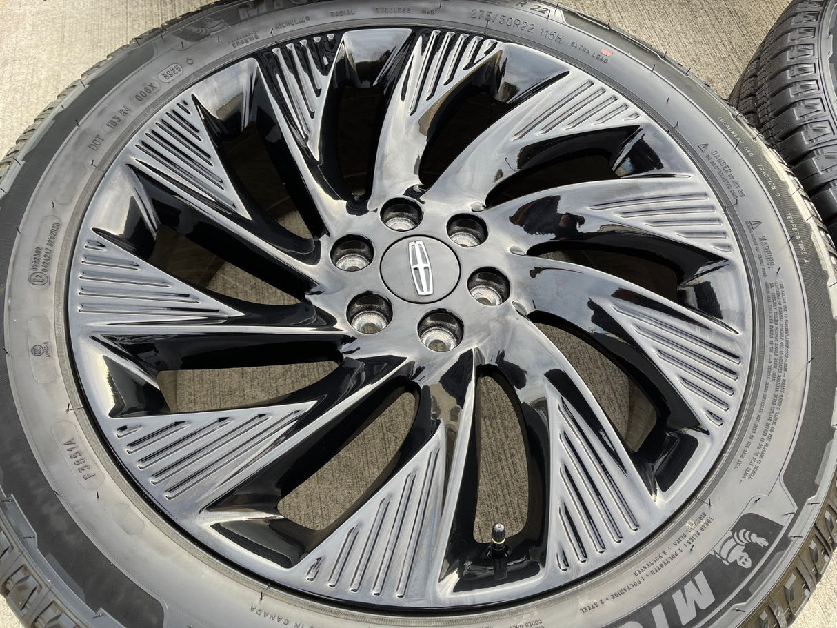 22" Lincoln Navigator OEM 10665 rims wheels BLACK LABEL 2025 2026 MICHELIN NEW Texas Truck Tire