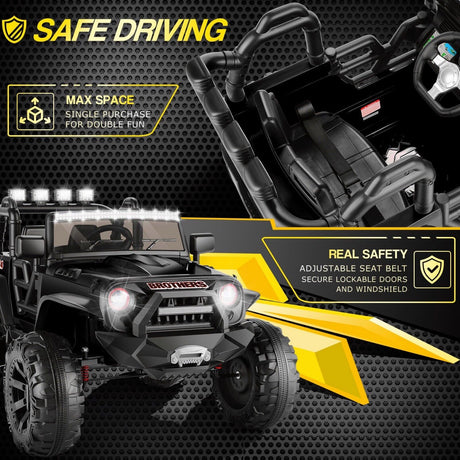 2-Seater 24V Electric Ride-On Truck with MP3 Player and LED Lights for Kids, Remote Control Included