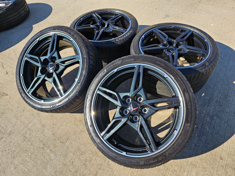 19" + 20" Chevy Corvette C8 OEM 14007 14008 wheels rims MICHELIN Texas Truck Tire