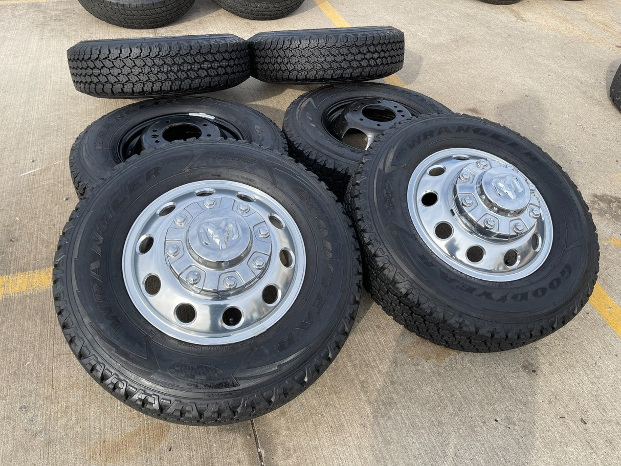 17" Dodge Ram 3500 Dually Laramie 8x200 wheels rims 2701 2702 OEM GOODYEAR Texas Truck Tire