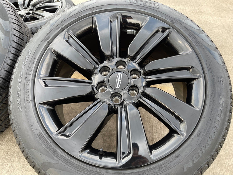 22" Lincoln Navigator OEM rims wheels Black Label 95384 10496 tires PIRELLI NEW Texas Truck Tire