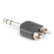 1 Pole 6.35mm Male to RCA 2 Male Adapter TekShack