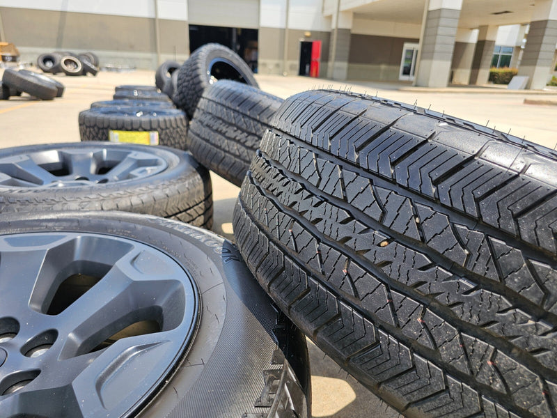20" Dodge Ram 1500 OEM Laramie Black 2680 wheels rims tires HANKOOK A/T2 NEW Texas Truck Tire