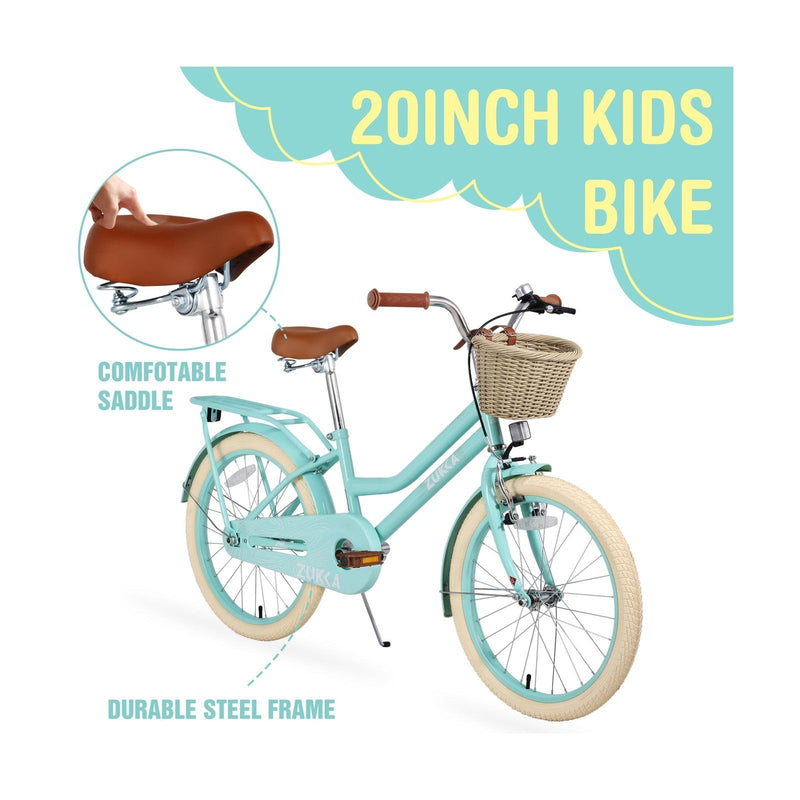 Kids 20/24 Inch Girls Cruiser Bike with Basket Single Speed