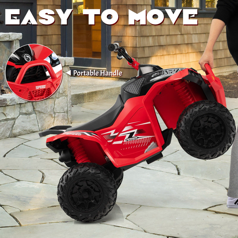 Red Kids Ride-on ATV with Headlights and Music - Powered by 12V Battery