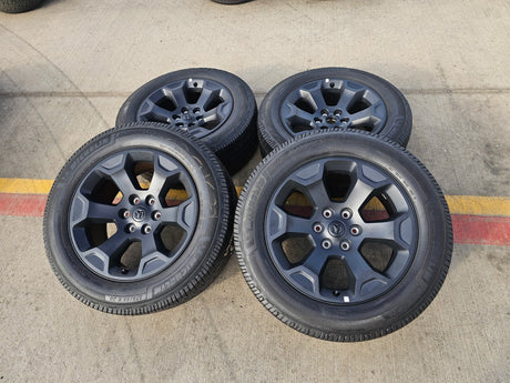 20" Dodge Ram 1500 OEM Laramie Black 2680 wheels rims 2024 2025 2026 MICHELIN Texas Truck Tire