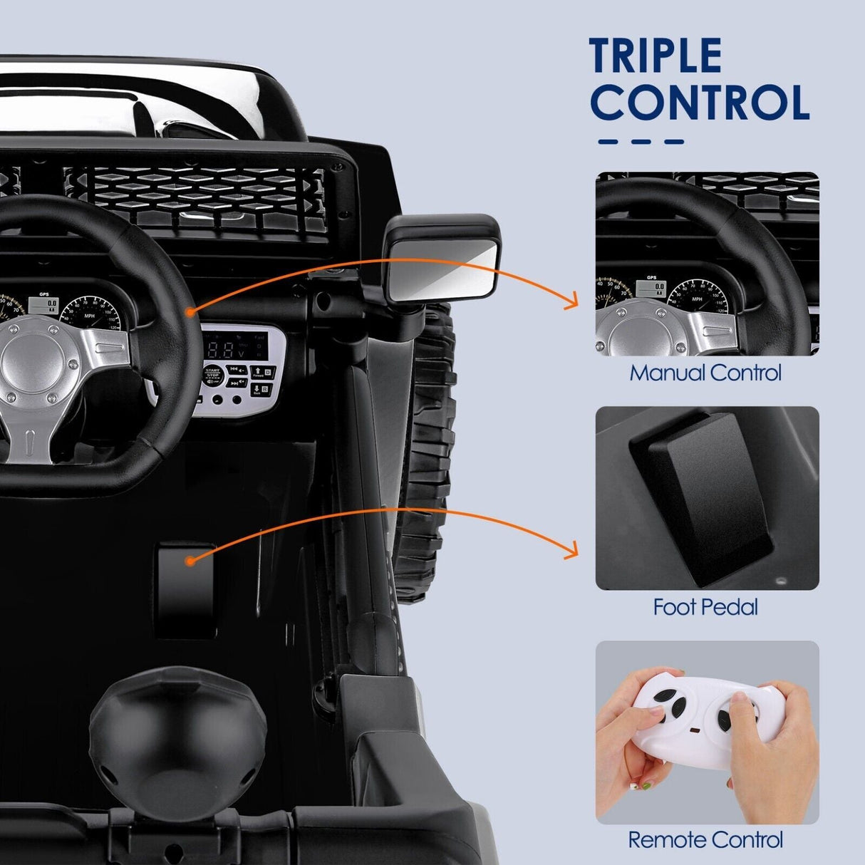 Electric Kids Ride-On Jeep Car with 12V/24V Power Wheels, Music, and Remote Control