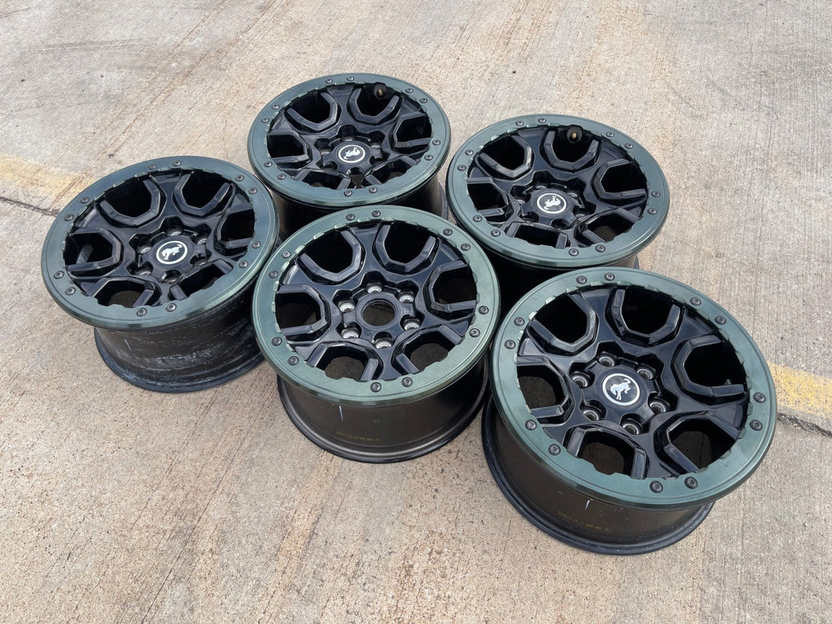 17" Ford Bronco SASQUATCH wheels rims BEADLOCK 10388 Ranger 2024 2025 2026 GREEN Texas Truck Tire