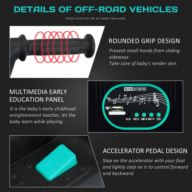 Electric ATV Ride-On Car with MP3 Player and LED Lights - 6V Battery Powered, 4-Wheeled Beach Cruiser